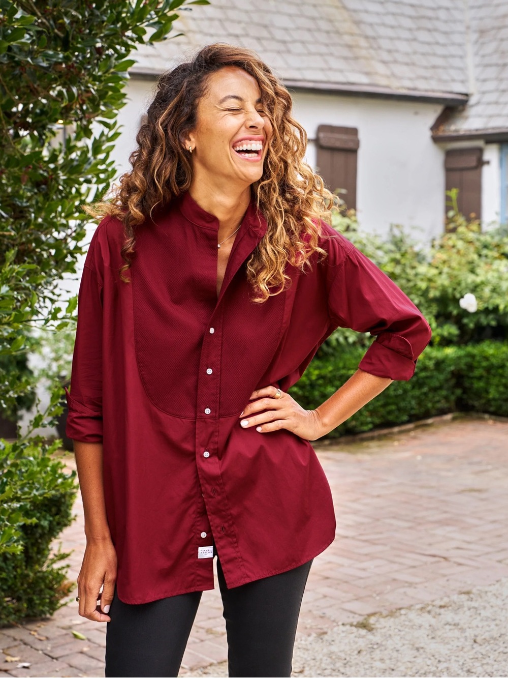 Msrp 348 Frank & Eileen Size M Tori Shirt Dress/Tunic in Burgundy Wine